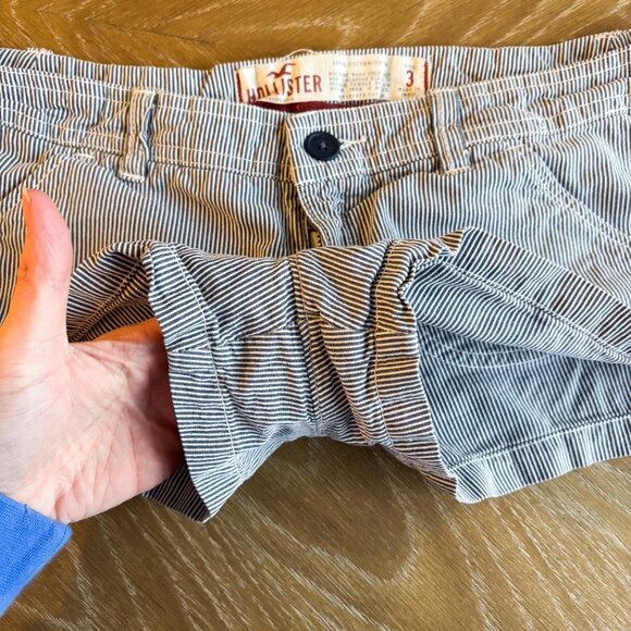 Y2K Hollister Super Low Rise Micro Mini Blue Stripe Shorts - Picture 2 of 5